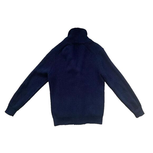 Gap 787070 Men Size L Heavy Knit Rib Shawl Collar Cardigan Navy Blue Cotton - Picture 2 of 8